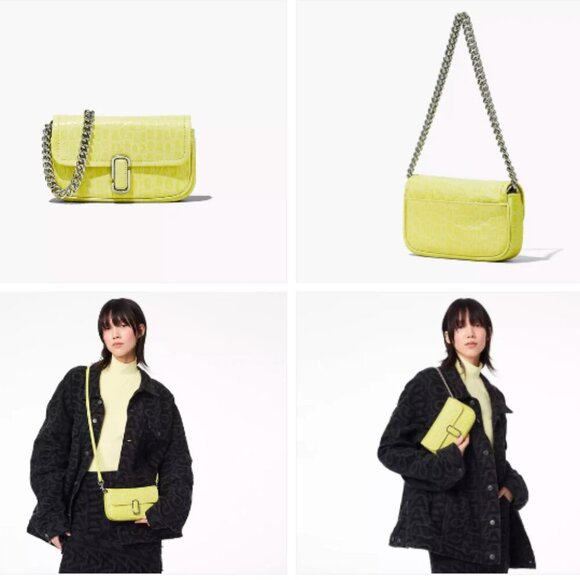 NWT! NEW!New Marc Jacobs J Marc Mini Shoulder Bag -Croc-embossed Leather Yellow - Picture 10 of 10
